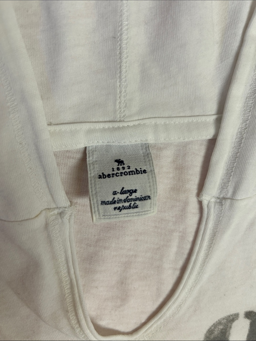 Y2K Abercrombie & Fitch White Hooded Long-Sleeve Logo Top - Picture 2 of 5